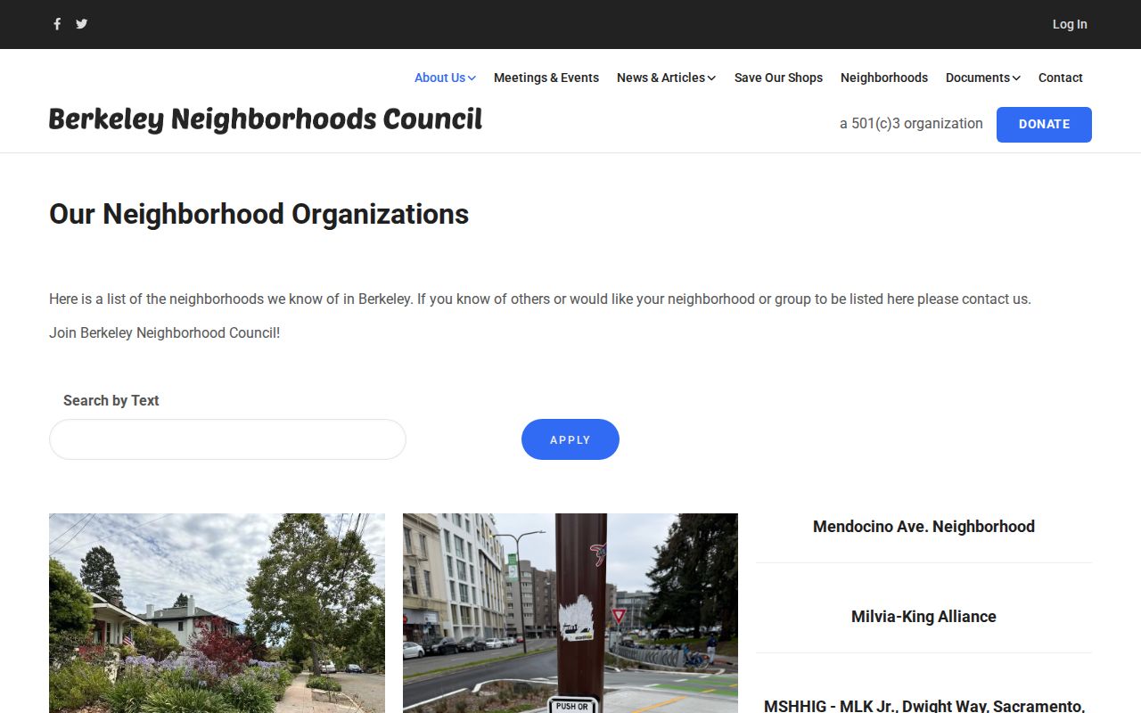 Berkeley neighbors lookup view of Berkeley neighborhood organizations